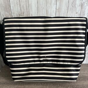 Kate Spade Black and White Striped Messenger Bag